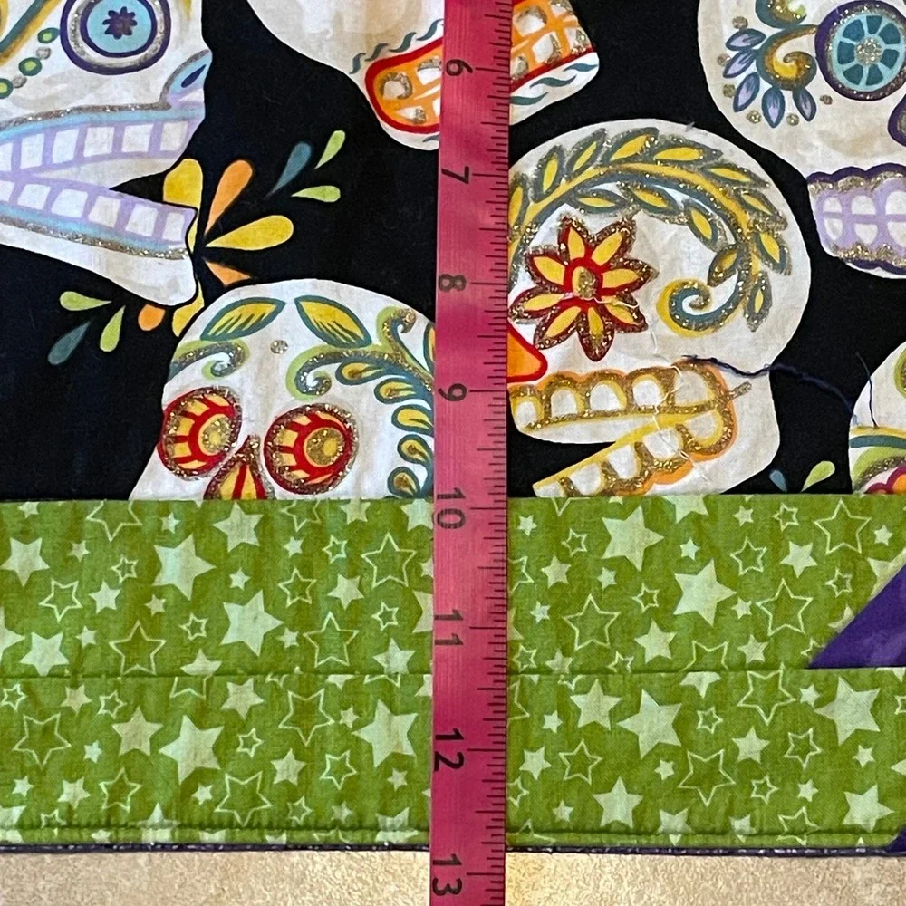 Day of the dead‎ sugar skull handmade quilted placemats set 4 Dia de los muertos